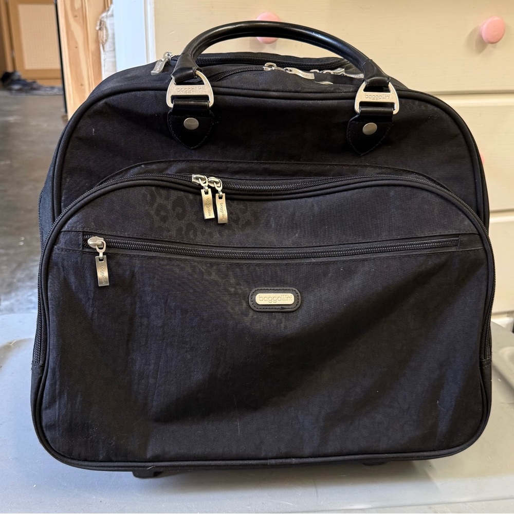 Baggallini Black Compact Rolling Tote with Top Handles